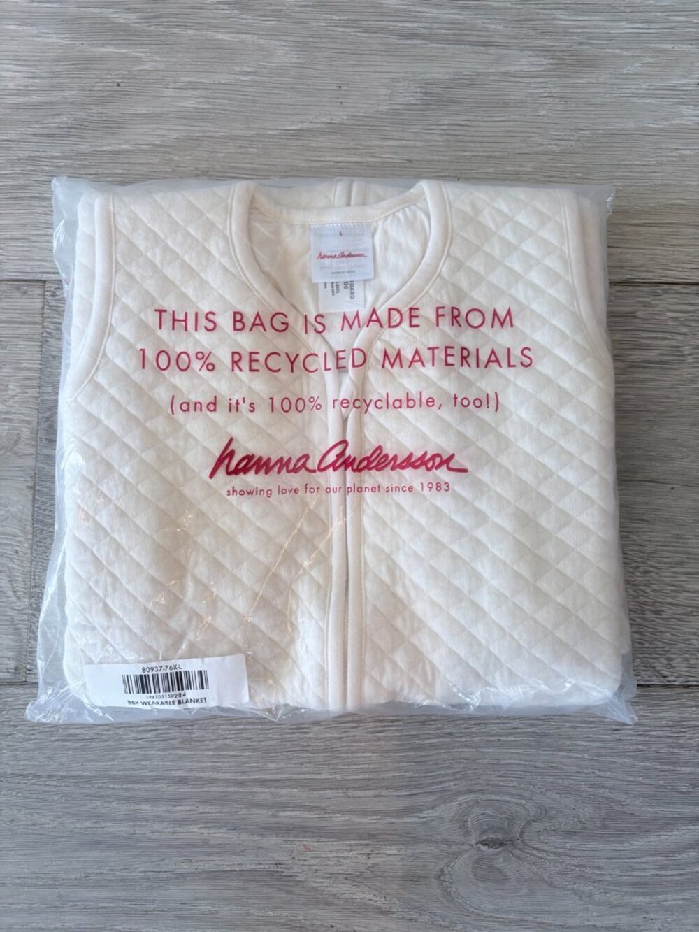 Hanna Andersson Baby Quilted Sleep Sack 1.0 TOG Ecru 18-24M NWT